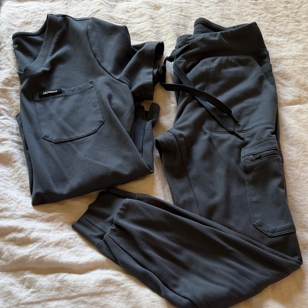 Jaanuu Charcoal Gray Track Pants & Top Set